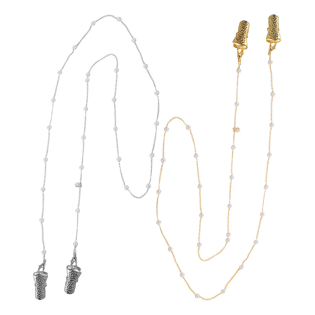 Mask Chain Holder - 2個入り、パールビーズのメガネチェーン。上品なデザインで、マスクやサングラスを固定するのに最適。女性向けのスタイリッシュなメガネストラップ。