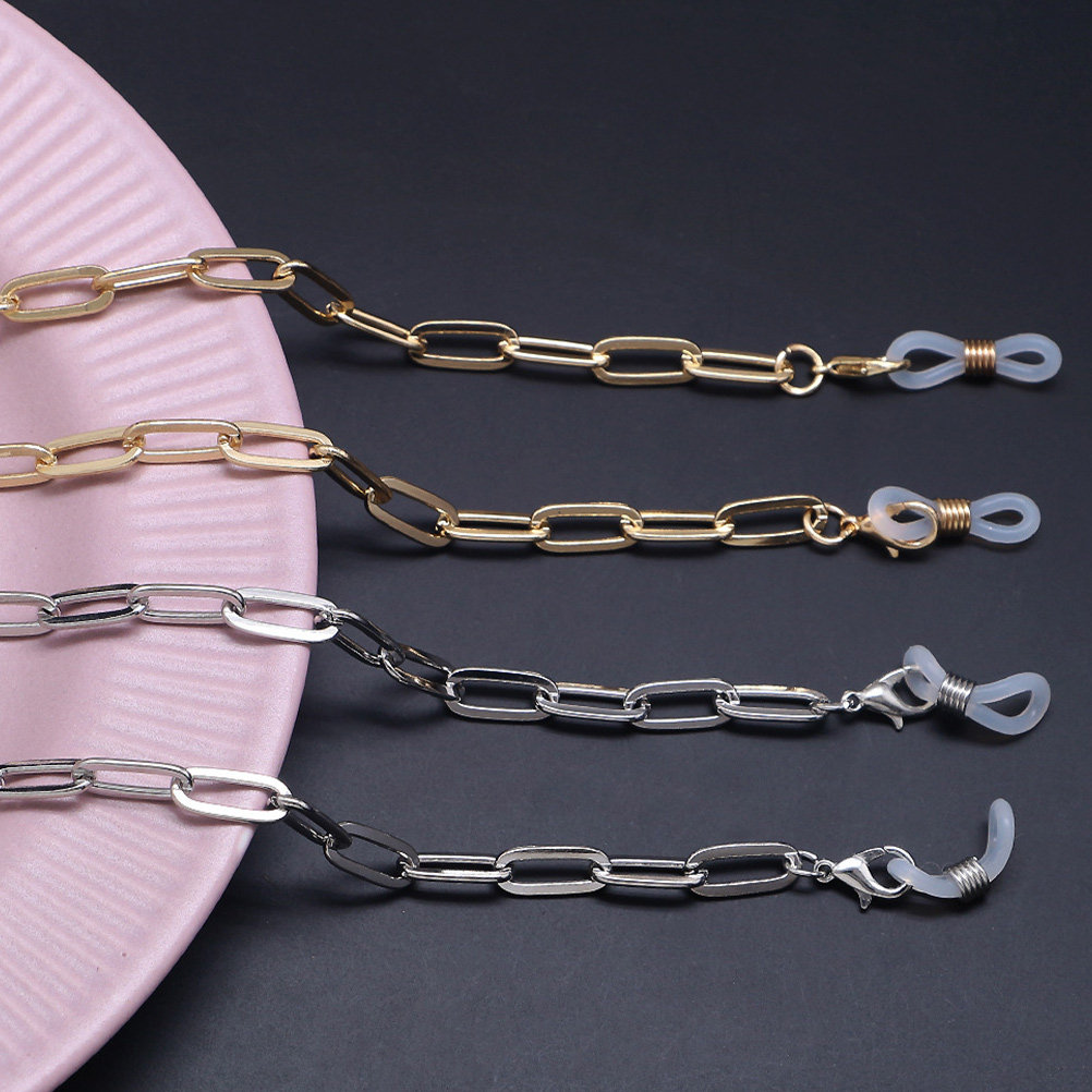 Mask Chain Holder - ゴールドのクリップ型マスクストラップ、メタル製のメガネチェーン、紛失防止機能付き、屋外・屋内での使用に適した安全マスクストラップ。