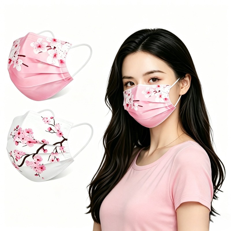 女性用花柄スタープリントフェイスマスク10枚、3層構造の通気 - Cloth Face Mask Washable のレビューと価格