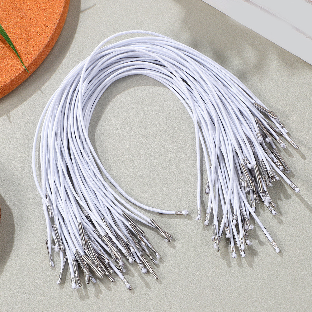 200本入り 金属製の端が付いた伸縮性のある丸紐 マスク製作 - Mask Lanyard Adjustable のレビューと価格