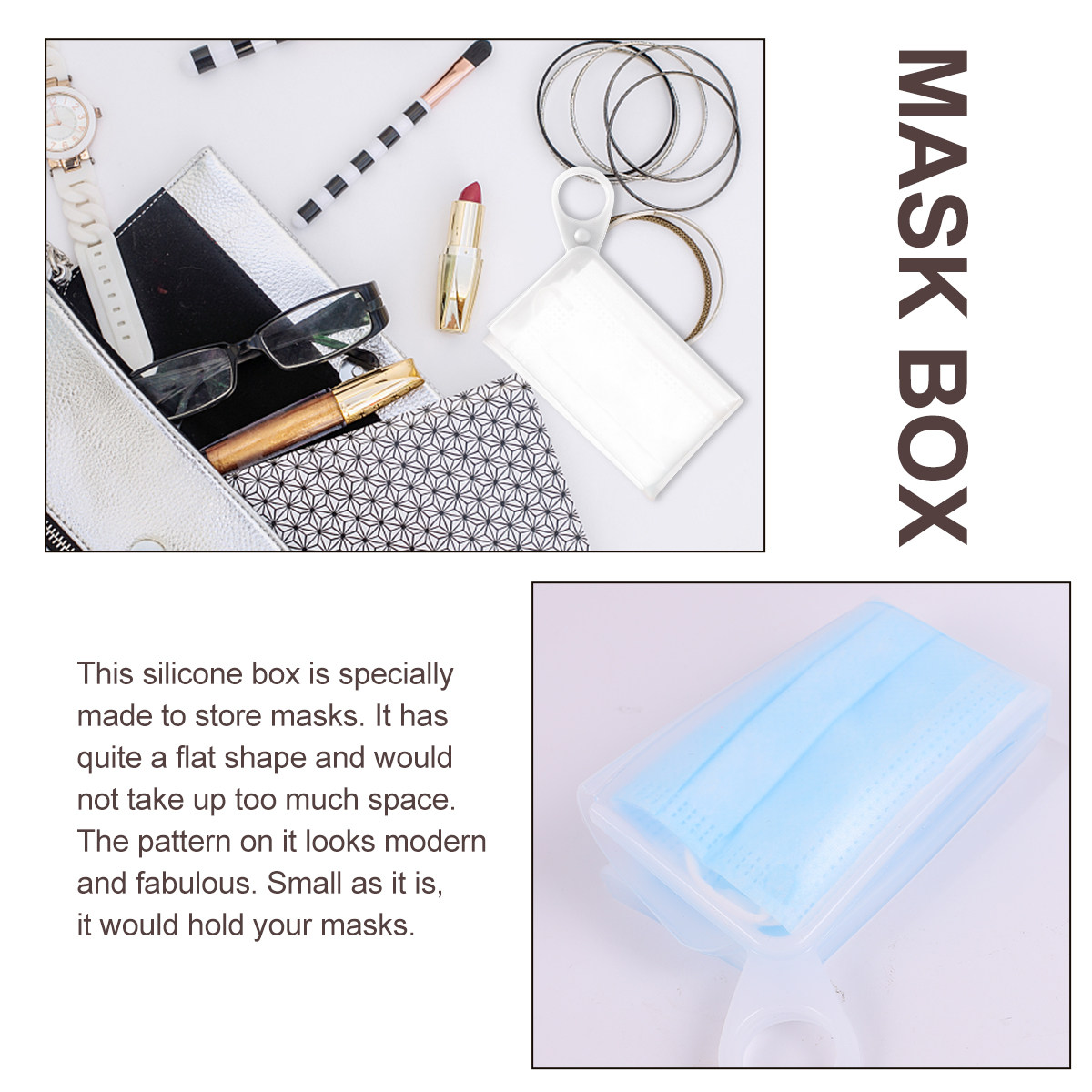 2個入り、平型シリコン製マスク収納ボックス。食品グレードの素 - Face Mask Storage Box のレビューと価格