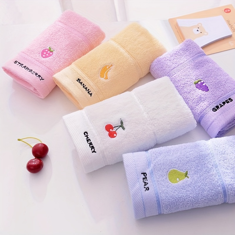 ランダムカラーのフルーツ柄タオル3枚、純綿子供用タオル、漫画 - Cloth Face Mask Washable のレビューと価格